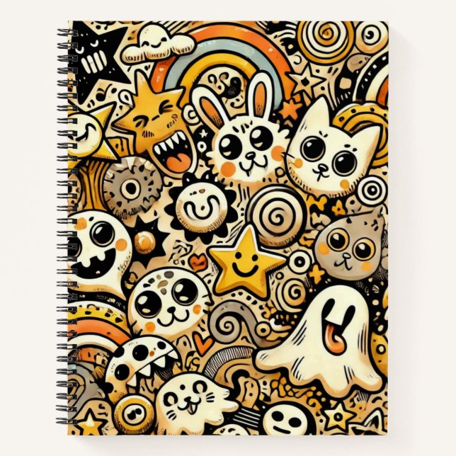 Whimsical Doodle Parade Notebook (Front)
