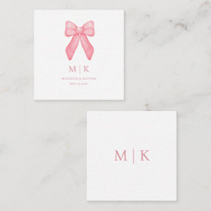 Whimsical Doodle Pink Bow Wedding Card