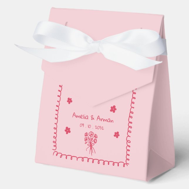 Whimsical Doodle Scribble save the date Favor Box (Front)