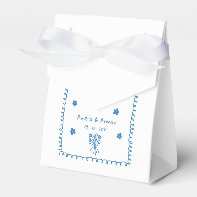 Whimsical Doodle Scribble save the date Favor Box (Front Side)