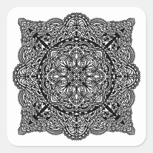 Whimsical Doodle Square Sticker