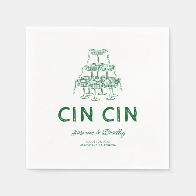 Whimsical Doodle Wedding Napkin (Front)