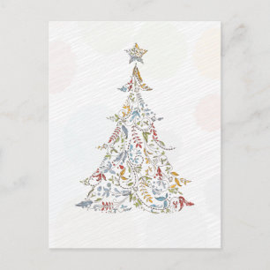 whimsical doodles christmas tree holiday postcard