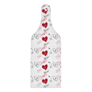 Whimsical Doodles Hand Drawn Valentines Day  Cutting Board