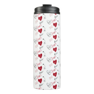 Whimsical Doodles Hand Drawn Valentines Day Thermal Tumbler