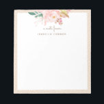 Whimsical Dots Pattern Framed Watercolor Peonies Notepad<br><div class="desc">A whimsical and elegant notepad featuring a blush pink watercolor botanical bouquet with peonies and foliage beautifully framed by a beige and white dotted pattern. Customize the message and name in lovely font to lend a personalized touch to your stationery.</div>