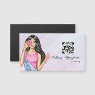 Whimsical Doughnut Lady Food Catering QR Code