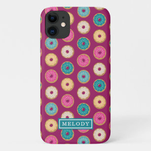 Whimsical Doughnut Pattern on Purple iPhone 11 Case