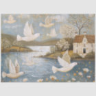 Whimsical Doves Landscape Vintage Art Decoupage
