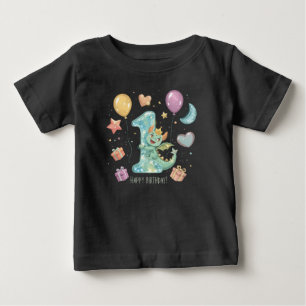 Whimsical Dragon 1st Birthday Design for Boys Baby T-Shirt