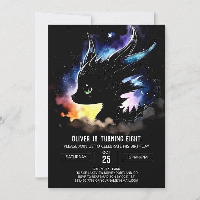 Whimsical Dragon Birthday Invitation (Front)