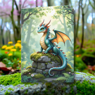 Whimsical Dragon Colouring Page and Birthday Card