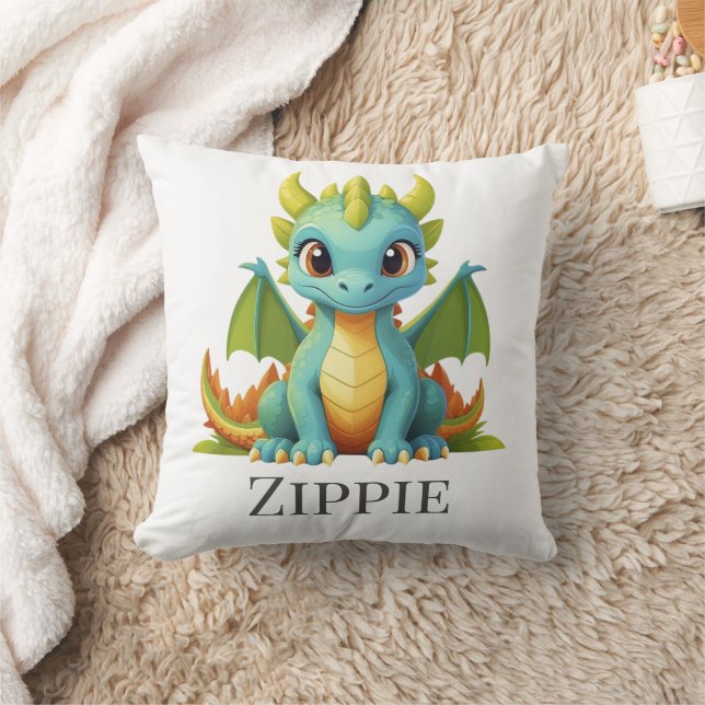 Whimsical Dragon Decor Personalized Throw Pillow (Blanket)