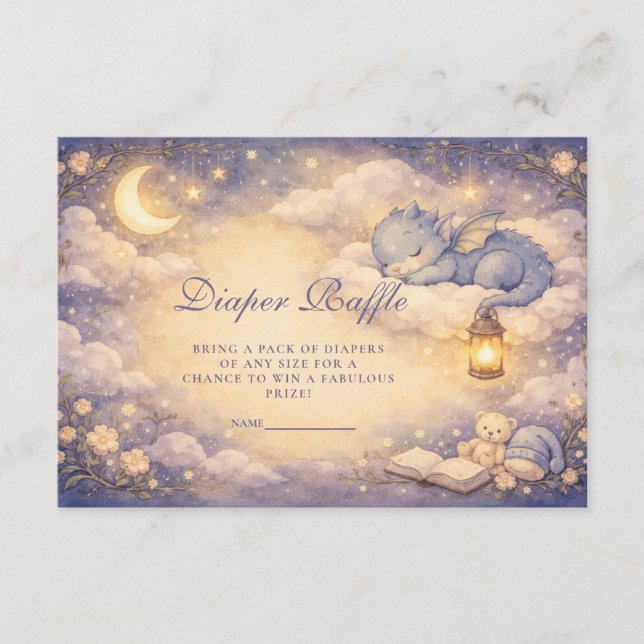 Whimsical Dragon Fantasy Diapper Raffle Enclosure Card (Front)