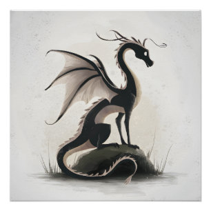 Whimsical Dragon Illustration  Poster