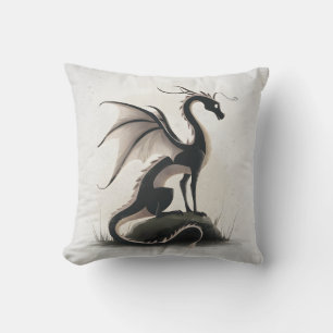 Whimsical Dragon Illustration Throw Pillow