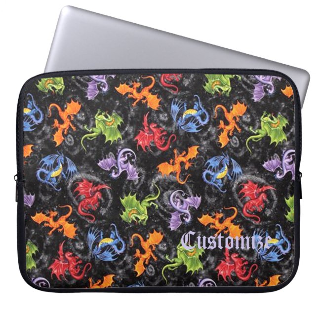 Whimsical Dragon Lovers Pattern Laptop Sleeve (Front)
