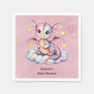 Whimsical Dragon On A Cloud Baby Shower Napkin