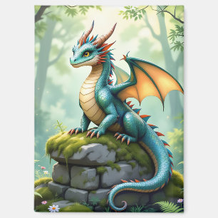 Whimsical Dragon on Ancient Stone Magnet