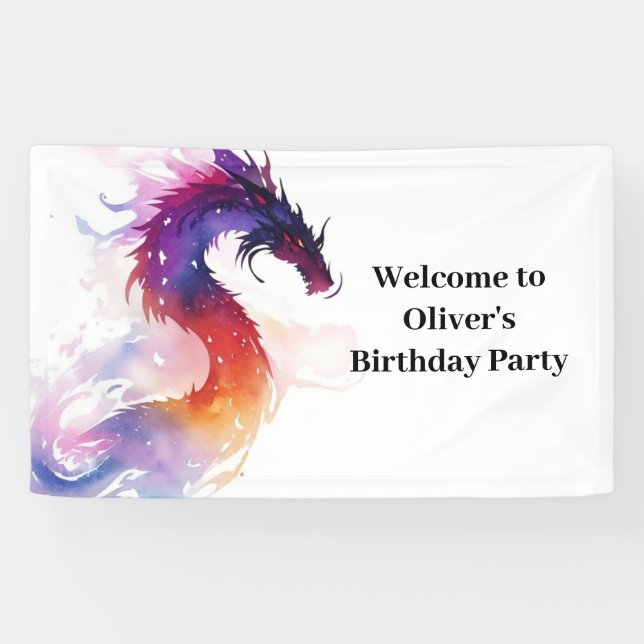 Whimsical Dragon Tale Birthday Banner (Horizontal)