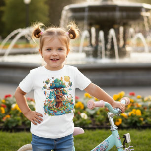 Whimsical Dragon Treehouse Fantasy Kids T-Shirt