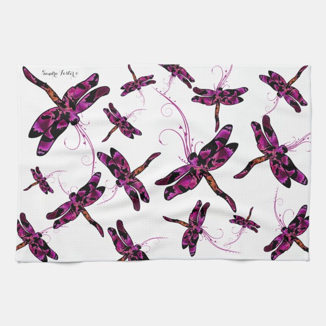 Whimsical Dragonflies Kitchen Towel (Horizontal)