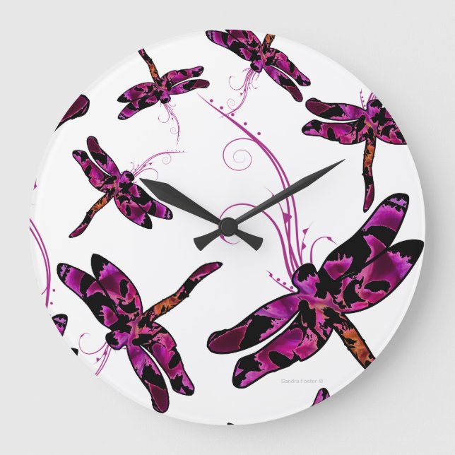 Whimsical Dragonflies Large Clock (Front)