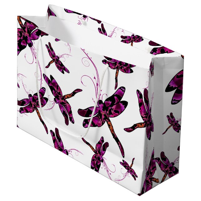 Whimsical Dragonflies Large Gift Bag (Front Angled)