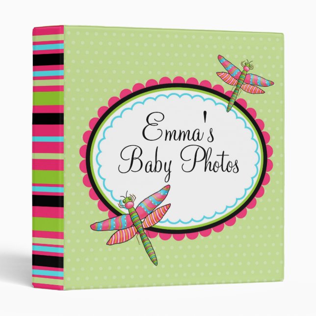 Whimsical Dragonfly Baby Photo Album BInder (Front/Spine)