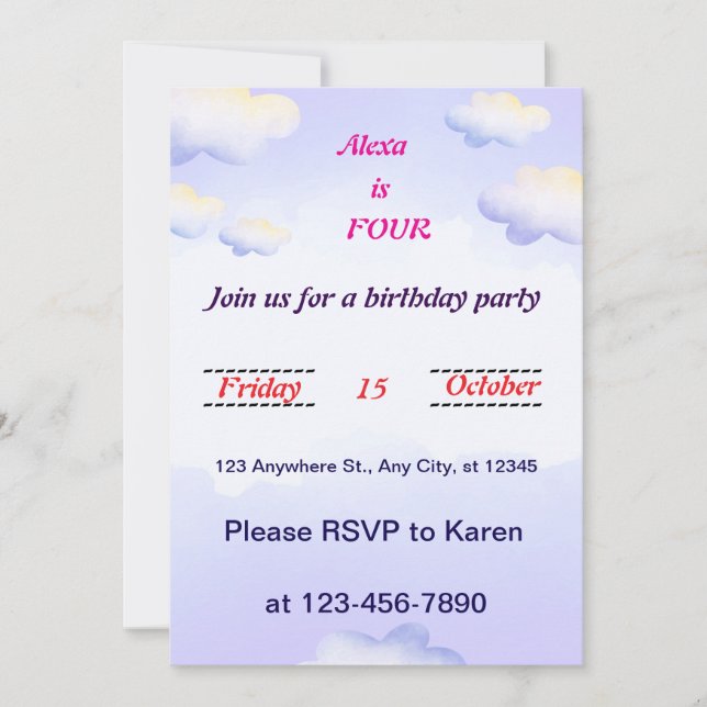 whimsical dragonfly birthday invite (Front)