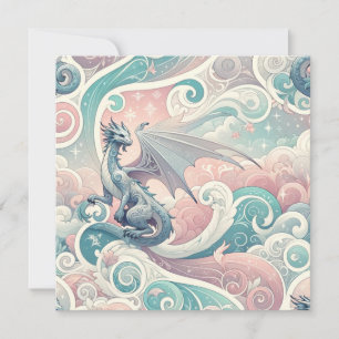 Whimsical Drakes: Pastel Dragon Fantasy Invitation