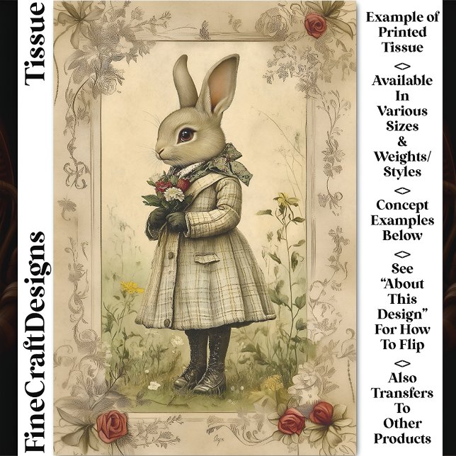 Whimsical Dressed Rabbit, Flowers CK3 Decoupage Tissue Paper (Creator Uploaded)