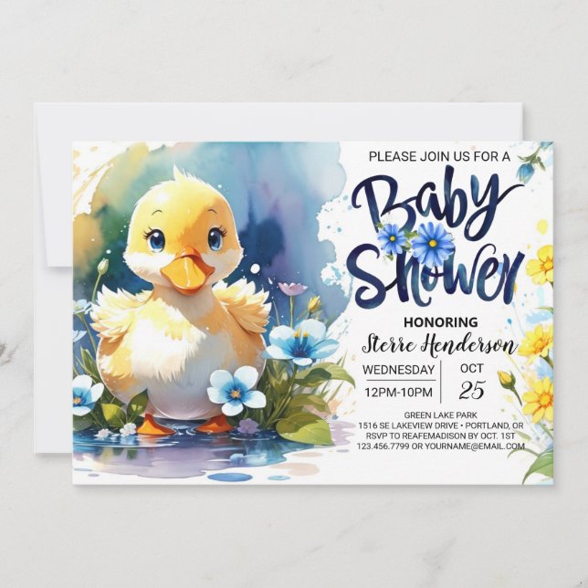 Whimsical Duck Baby Shower Parade Invitation (Front)