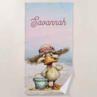 Whimsical Duck Beach Scene Personal Towel