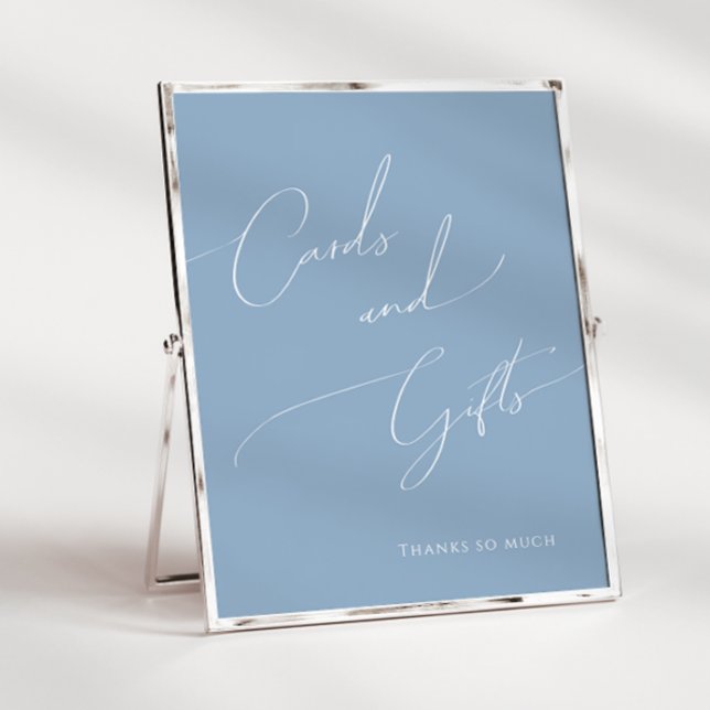 Whimsical Dusty Blue Baby Shower Cards and Gifts Poster (Creator Uploaded)