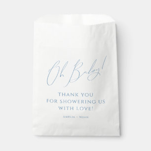 Whimsical Dusty Blue Oh Baby Shower Thank You Favour Bag