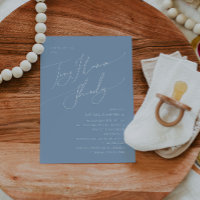 Whimsical Dusty Blue Tiny Human Baby Shower