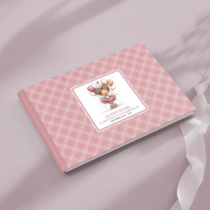 Whimsical dusty pink girl 7th birthday guest book