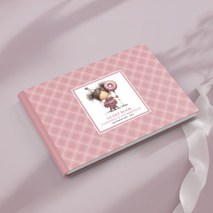 Whimsical dusty pink toddler girl 4th birthday guest book