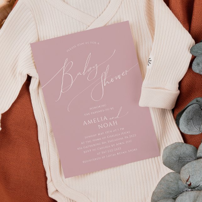 Whimsical Dusty Rose Couples Baby Shower Invitation (Creator Uploaded)