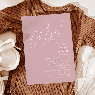 Whimsical Dusty Rose Oh Boy! Baby Shower Invitation