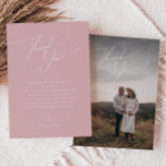 Whimsical Dusty Rose Vertical Photo Baby Shower Thank You Card<br><div class="desc">Introducing our whimsical dusty rose vertical photo baby shower thank you card, perfect for your simple modern boho spring or summer celebration! This card has a blush, light-hearted, boho-chic vibe with elegant calligraphy and a delicate minimalist design, making it ideal for girls. Plus, it's editable, so you can add your...</div>
