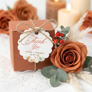 Whimsical Earthy Flowers Fall Wedding Thank You Favour Tags