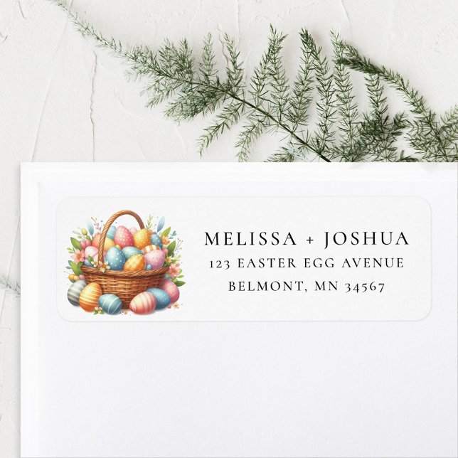 Whimsical Easter Basket Eggs Return Address Label (Creator Uploaded)