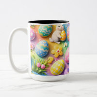 Whimsical Easter bunny and colorful egg pattern c