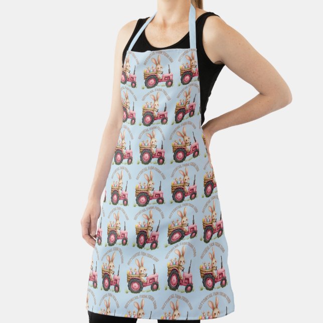 Whimsical Easter Bunny Farm Vintage Tractor Apron (Insitu)