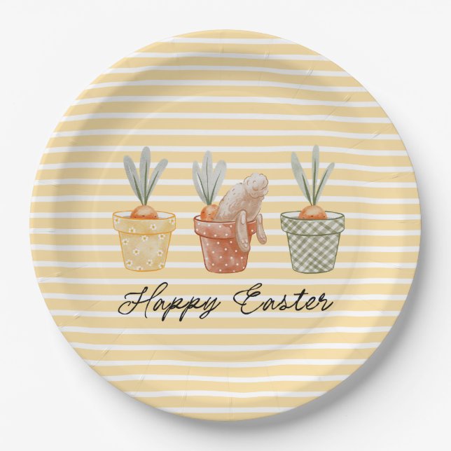 Whimsical Easter Bunny Paper Plate (Front)