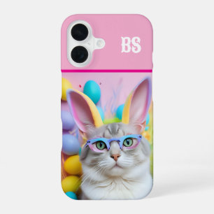 Whimsical Easter Cat with Bunny Ears iPhone 16 Case