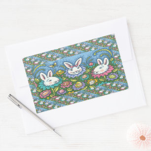 WHIMSICAL EASTER EGG GARDEN, BUNNY RABBIT FLOWERS STICKER