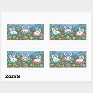 WHIMSICAL EASTER EGG GARDEN, BUNNY RABBIT FLOWERS STICKER